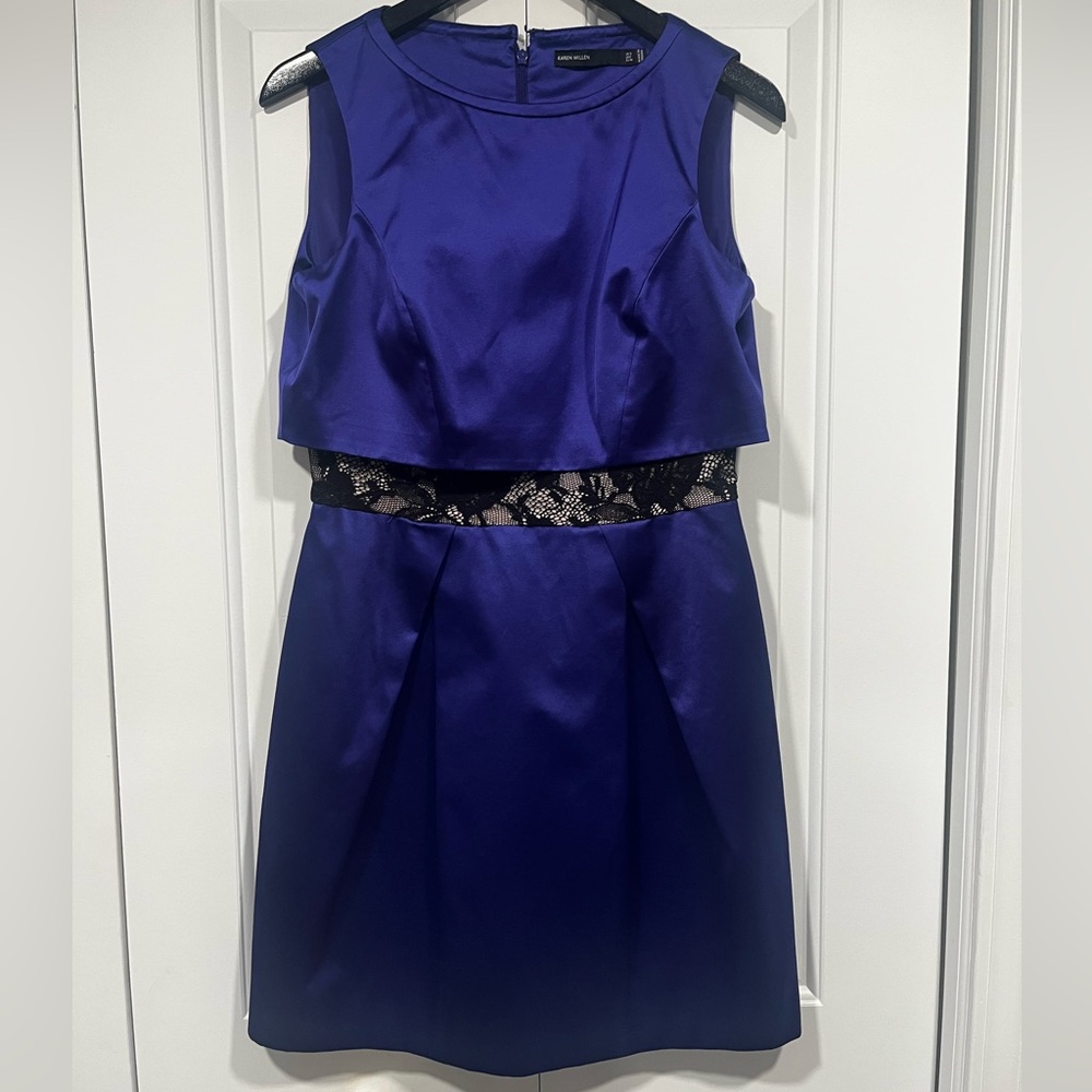 Deep Blue Peekaboo Lace Karen Millen Dress